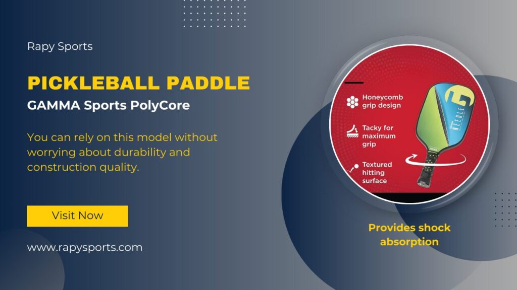 GAMMA Sports PolyCore Pickleball Paddle, Graphite, Composite Power, Comfotable Grip